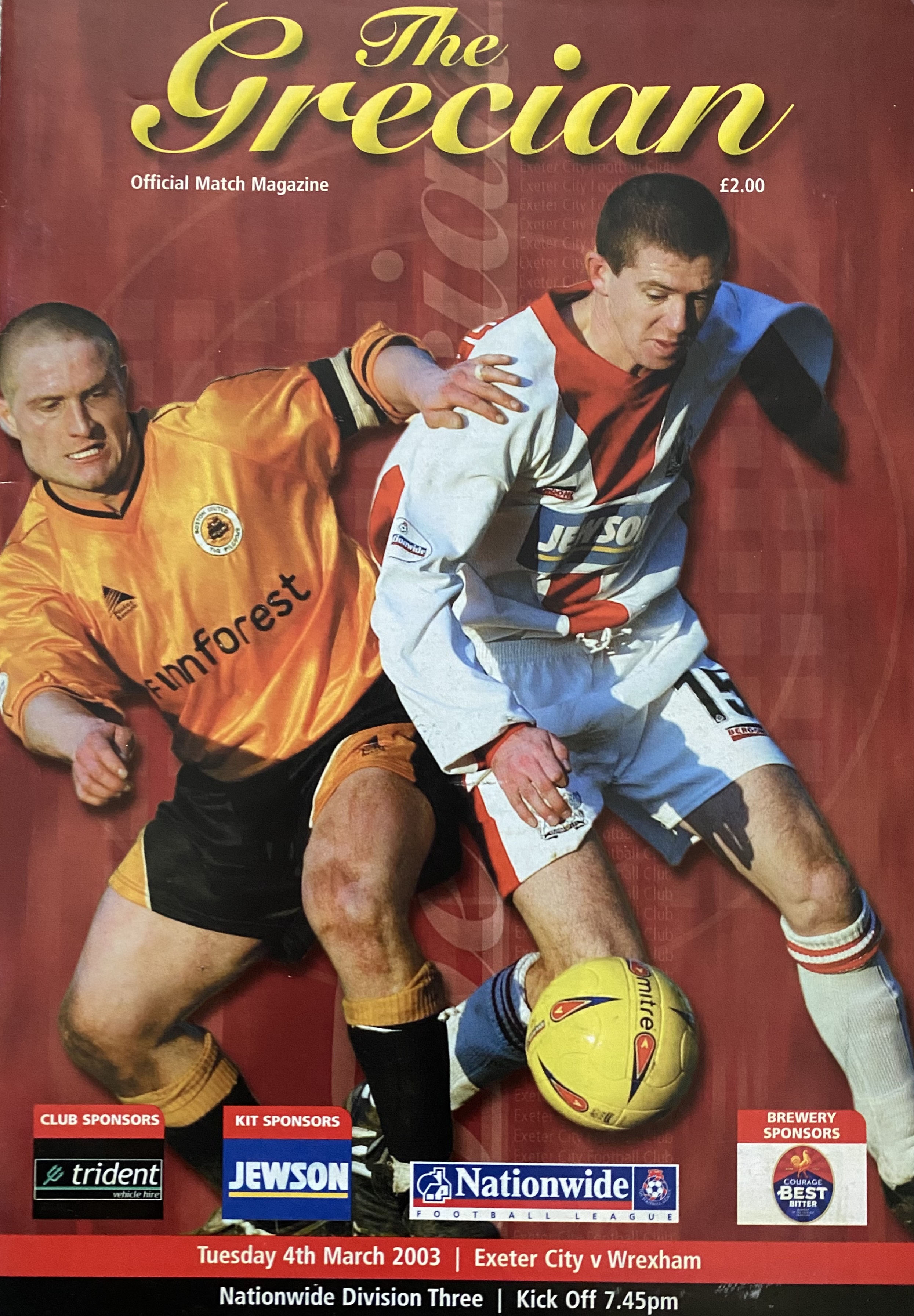 The programme from Exeter versus Wrexham in 2003
