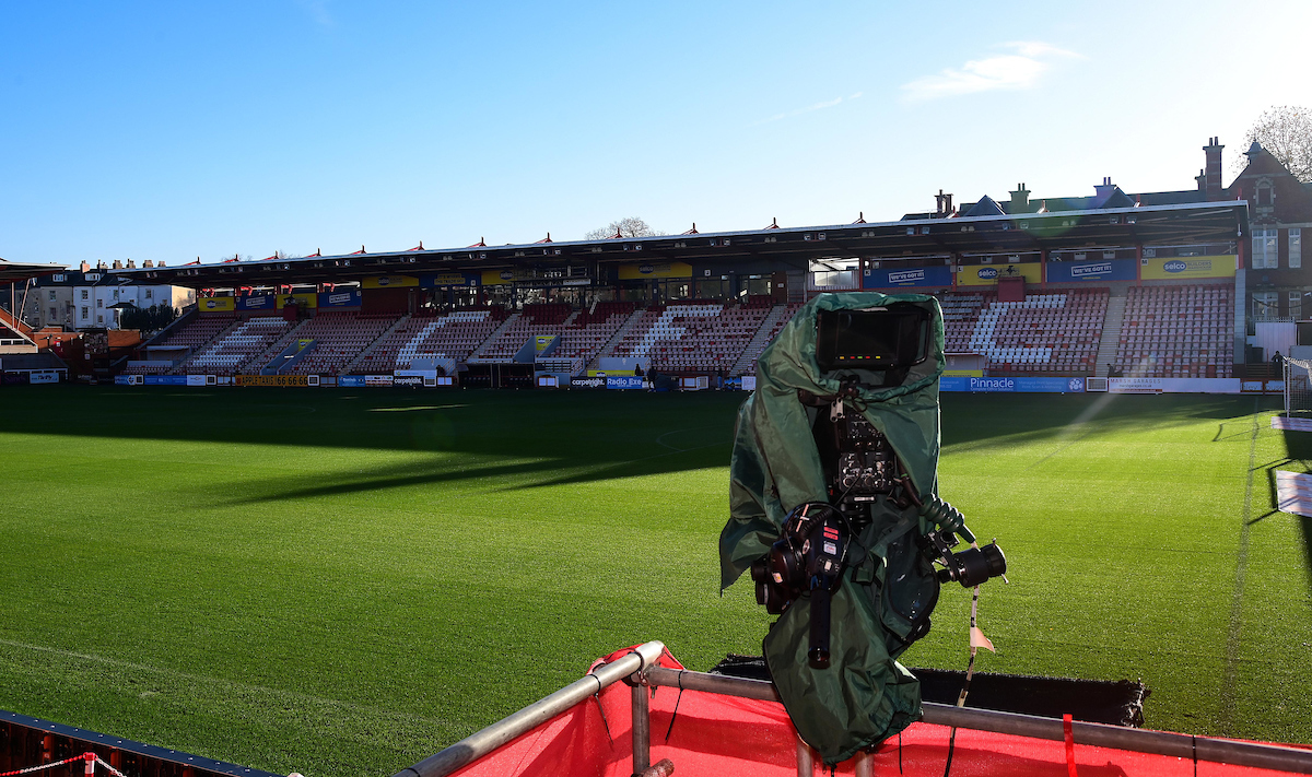 tv cameras set up at St James Park ahead of a televised fixture