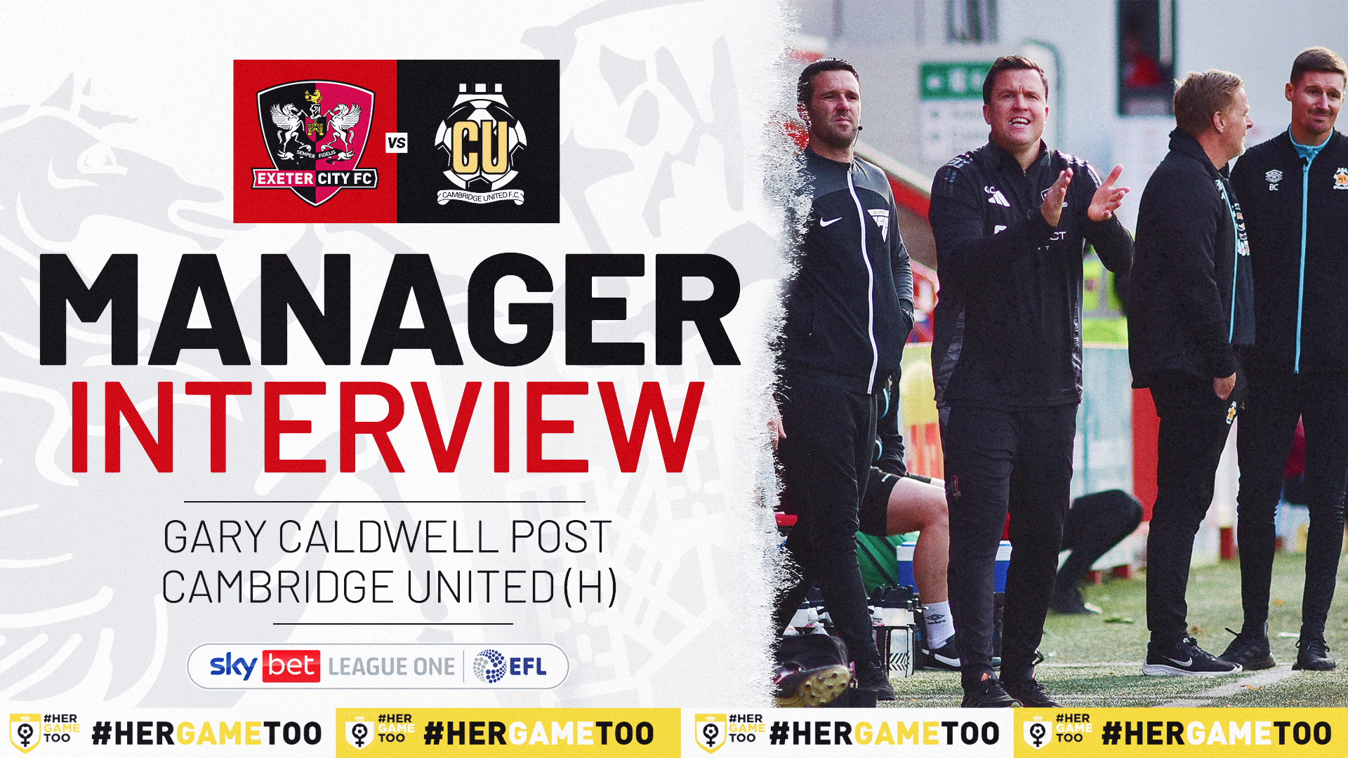 Gary Caldwell interview graphic for Cambridge post match