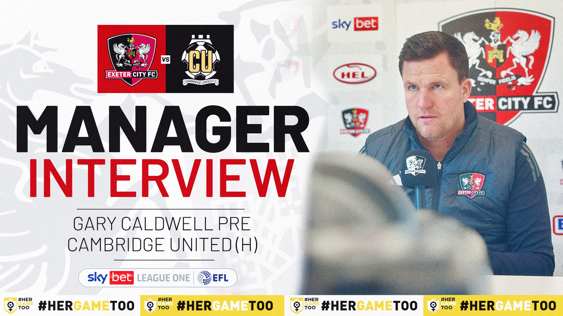 Gary Caldwell interview graphic for Cambridge home fixture