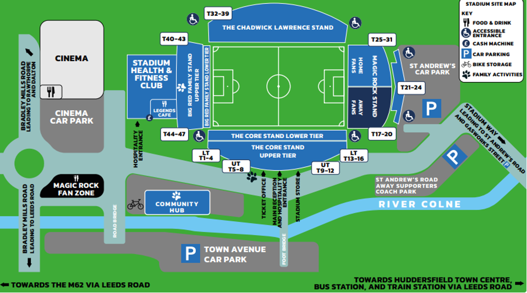 Stadium Map at Huddersfield