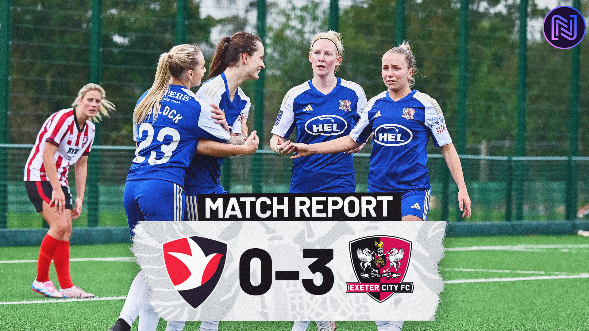 Match report graphic for Cheltenham Town Women 0-3 Exeter City Women