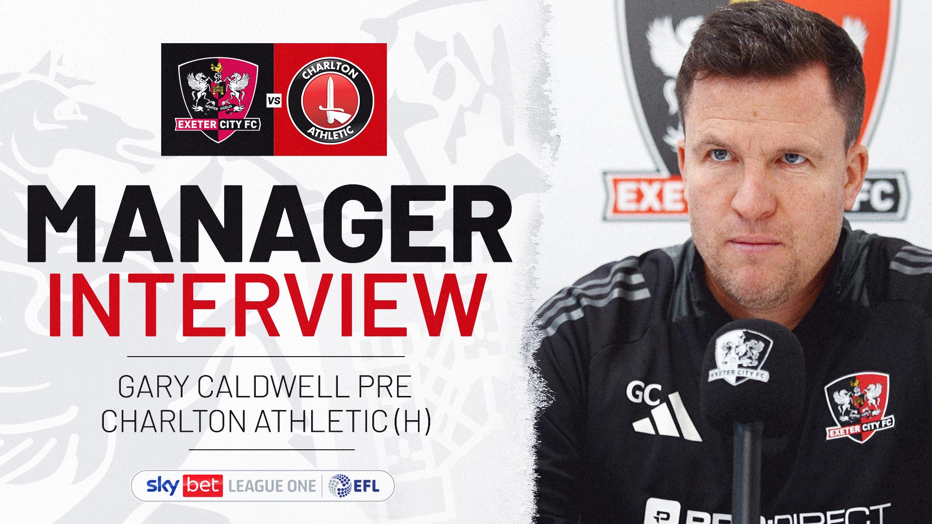 Gary Caldwell interview graphic for Charlton fixture