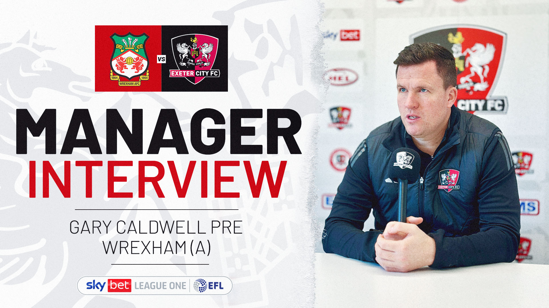 Gary Caldwell interview graphic for Wrexham away