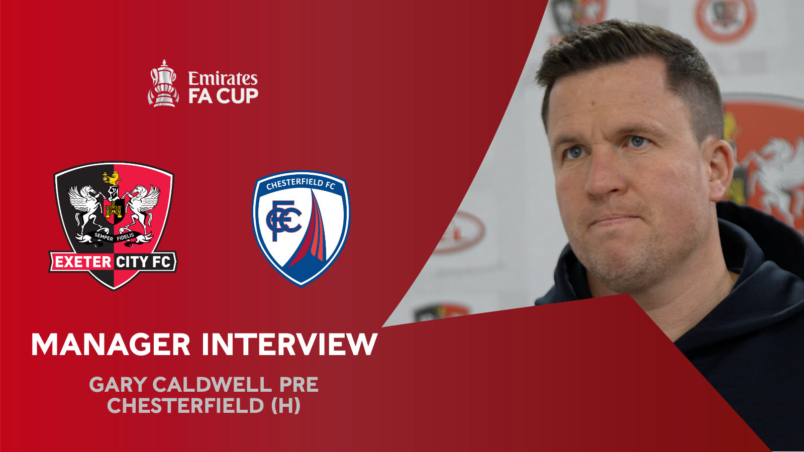 Gary Caldwell interview graphic for Chesterfield match