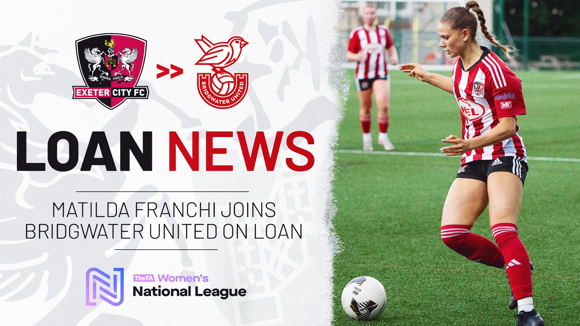 Loan news graphic for Matilda Franchi moving to Bridgwater 