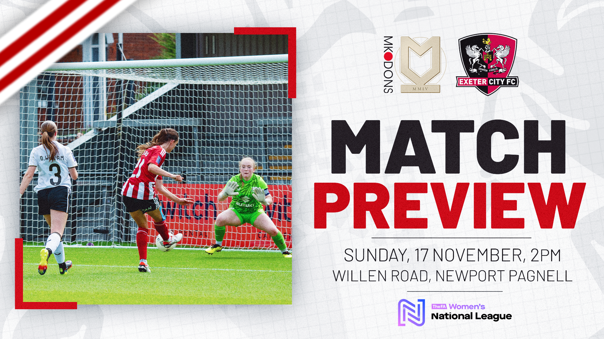 Women's match preview image for MK Dons away fixture