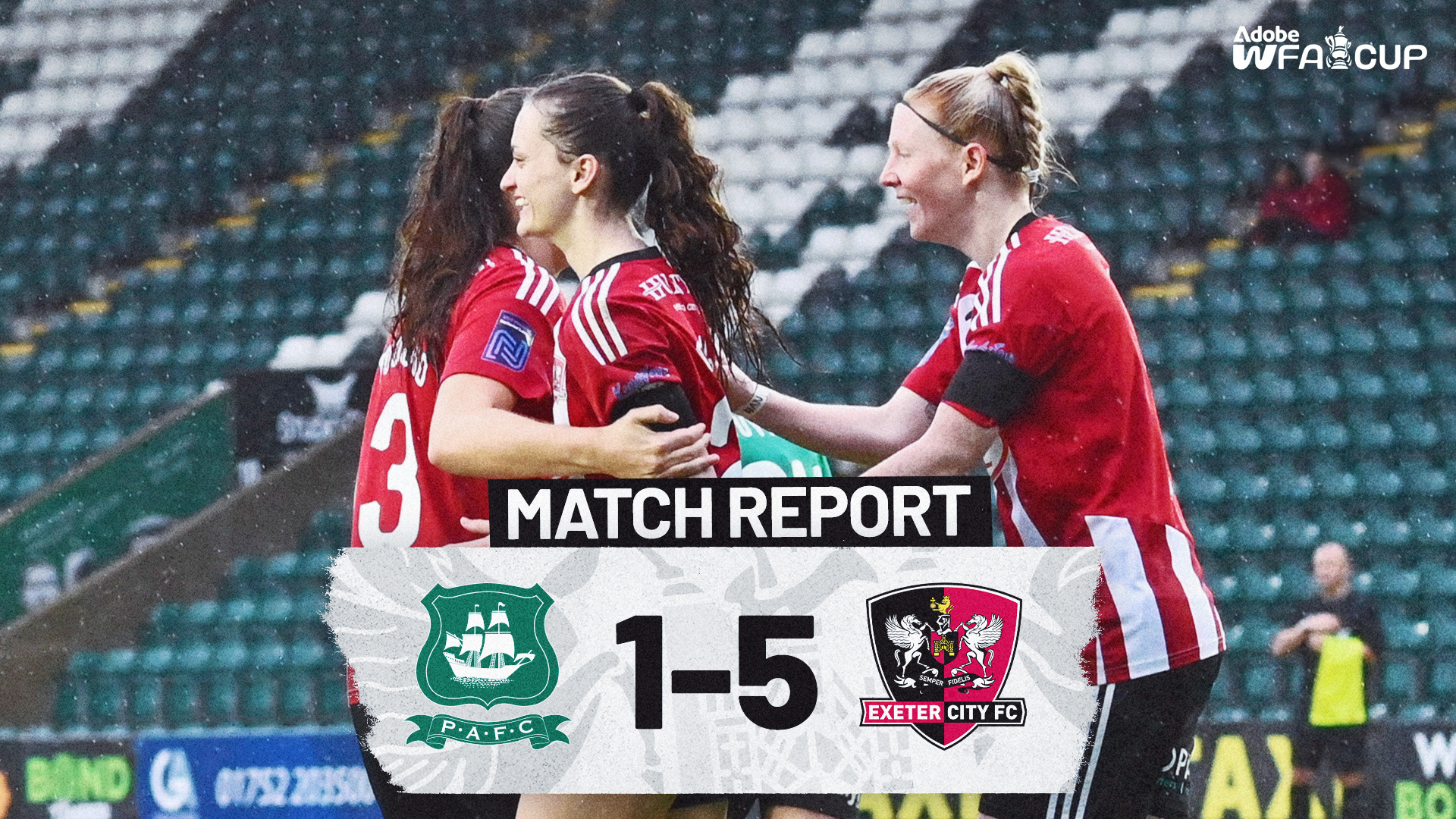 Match report graphic for Plymouth Argyle Women 1-5 Exeter City Women