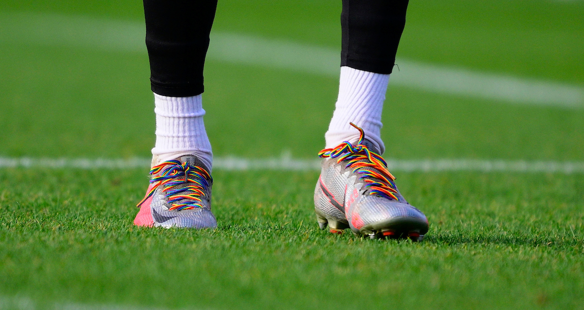 Player wearing Rainbow Laces