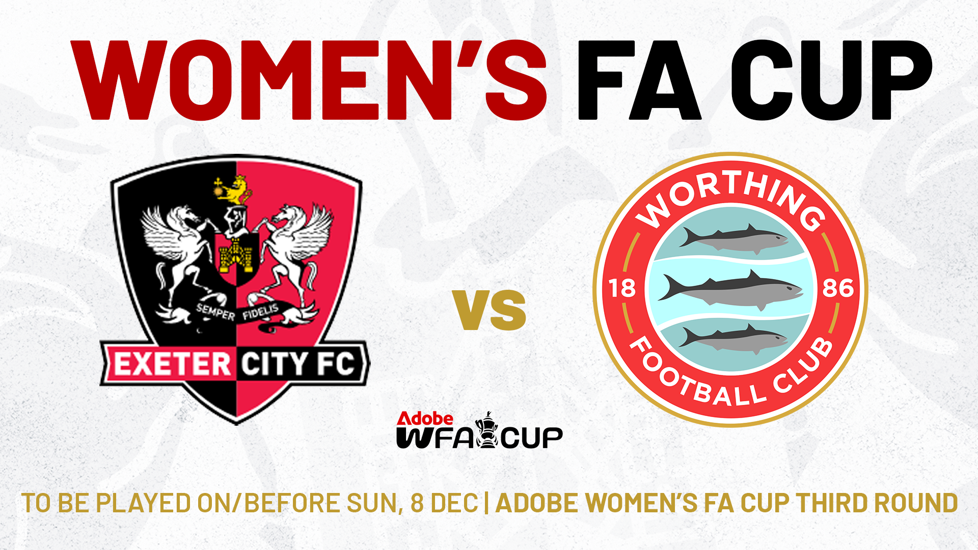 Women's FA Cup Third Round draw graphic for Exeter City Women v Worthing FC Women