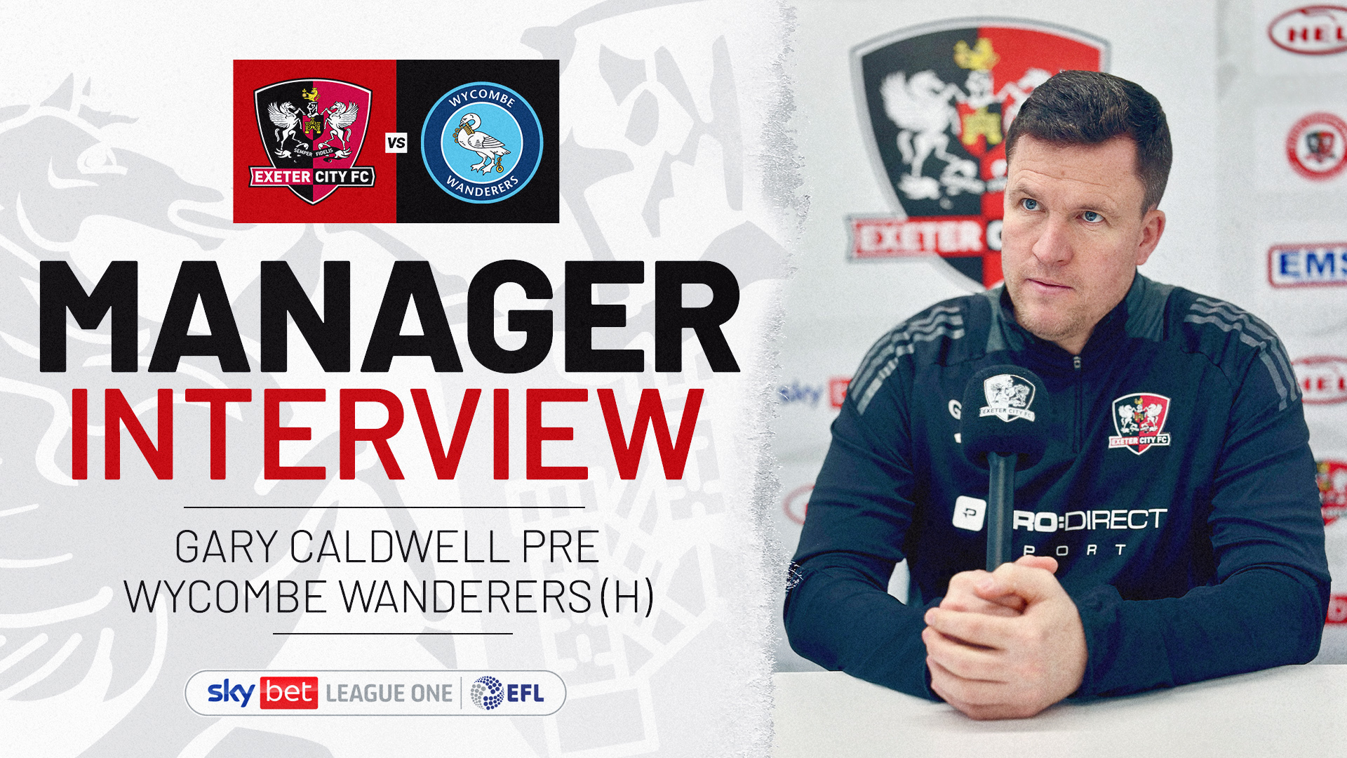 Gary Caldwell interview graphic for Wycombe Wanderers