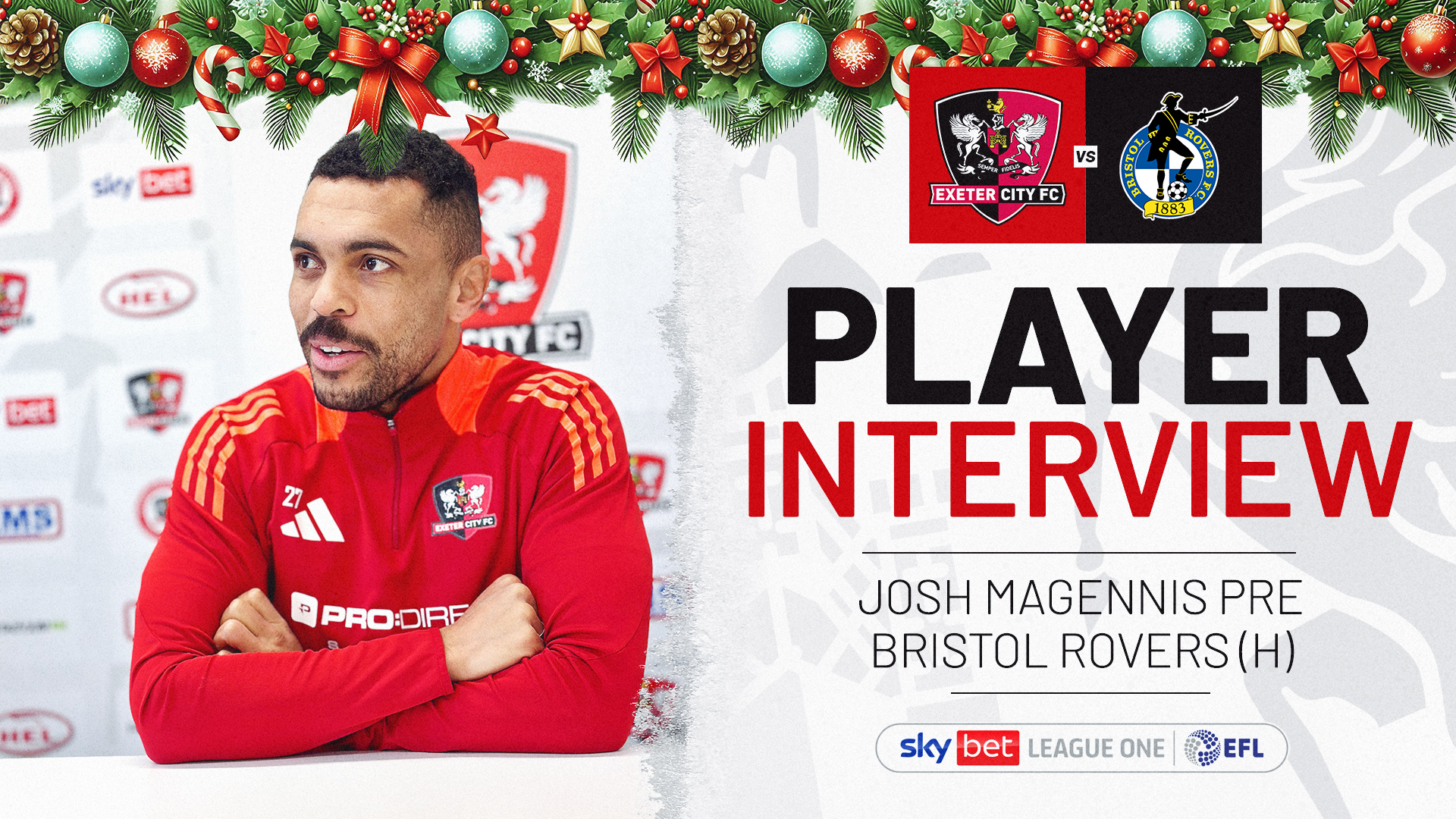 Player interview graphic for Josh Magennis pre Bristol Rovers (H)