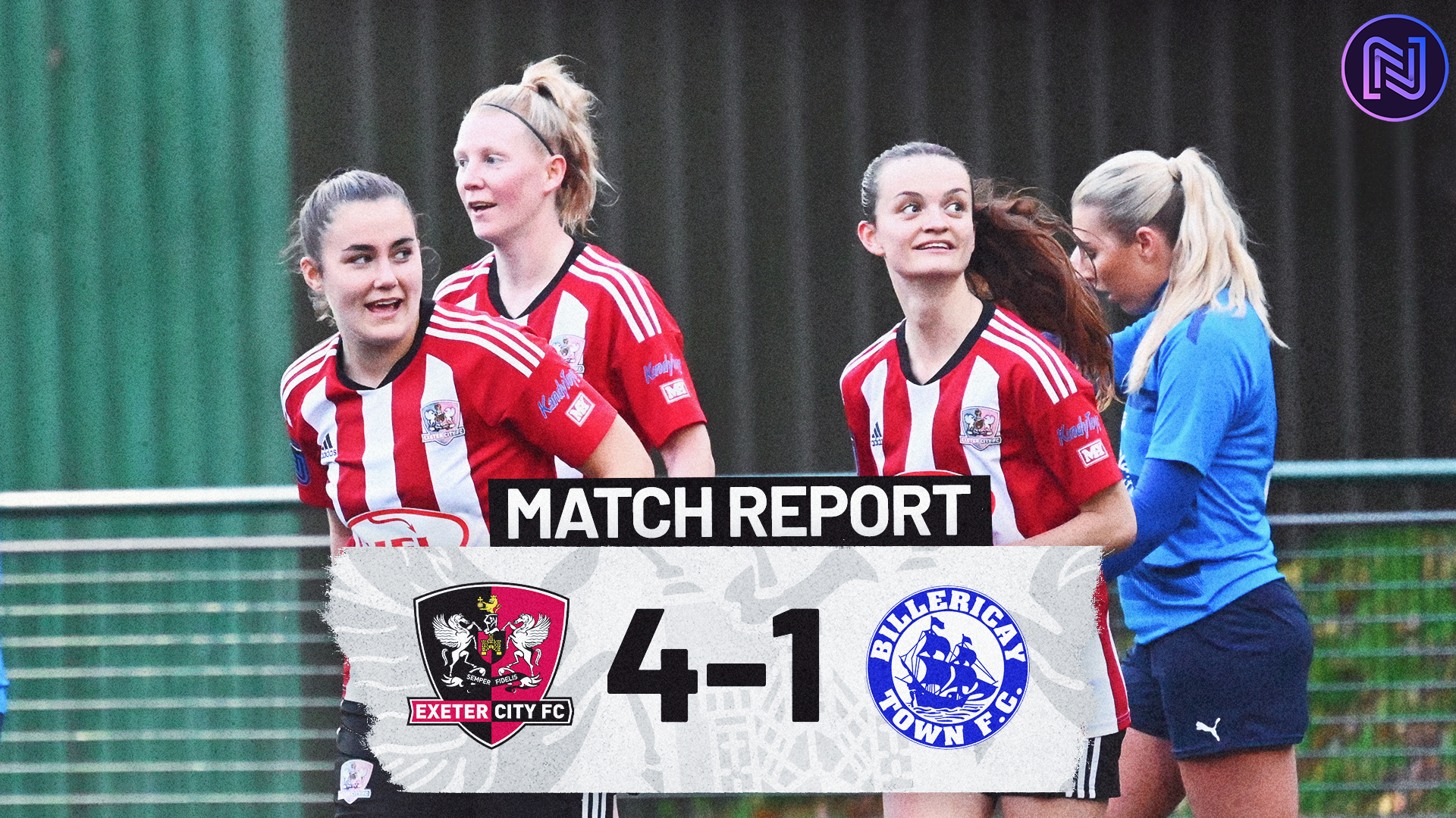 Match Report graphic for Exeter City Women 4-1 Billericay Town.