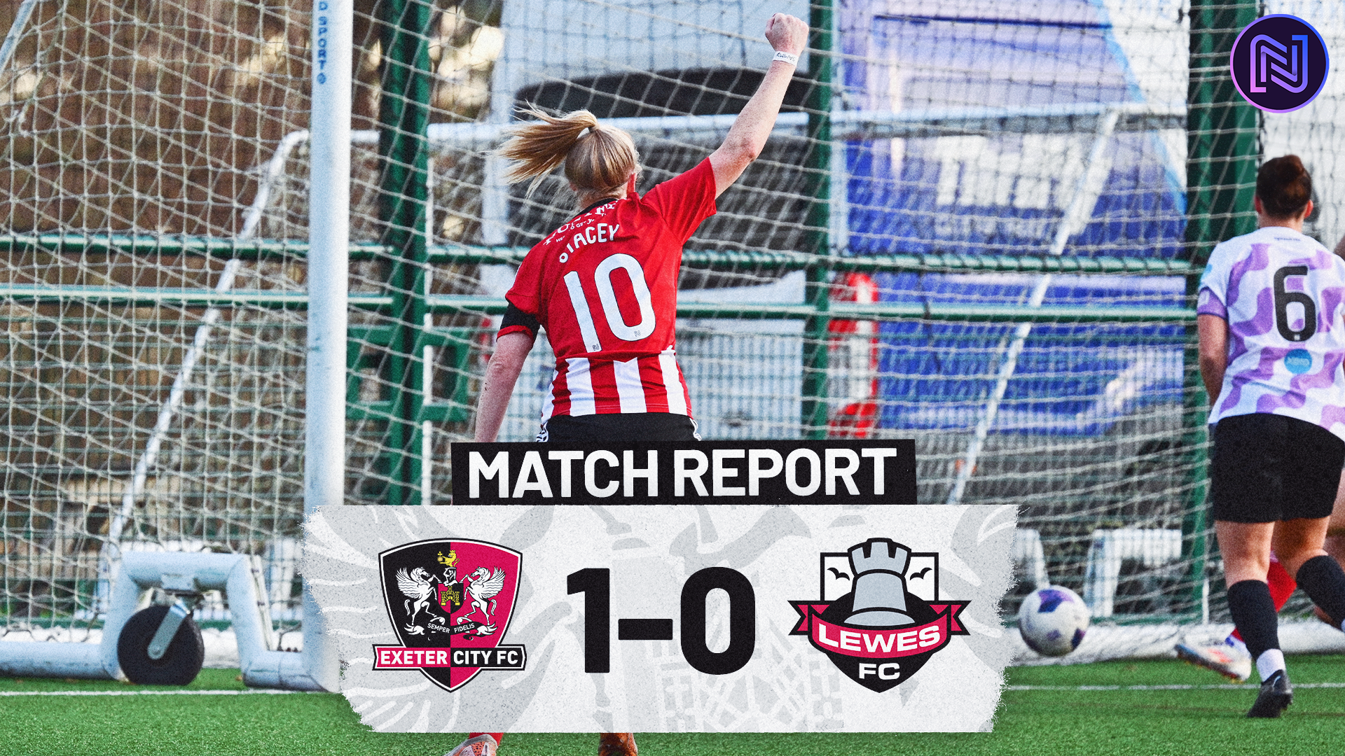 Match Report graphic for Exeter City Women 1-0 Lewes