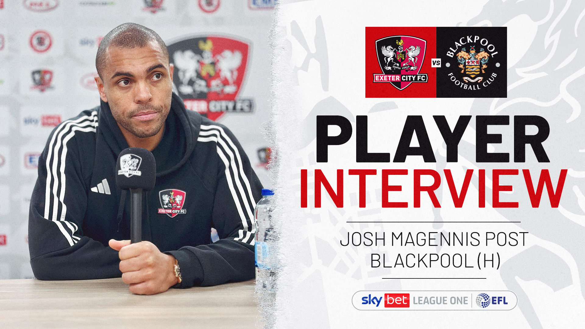 Josh Magennis post Blackpool interview graphic.