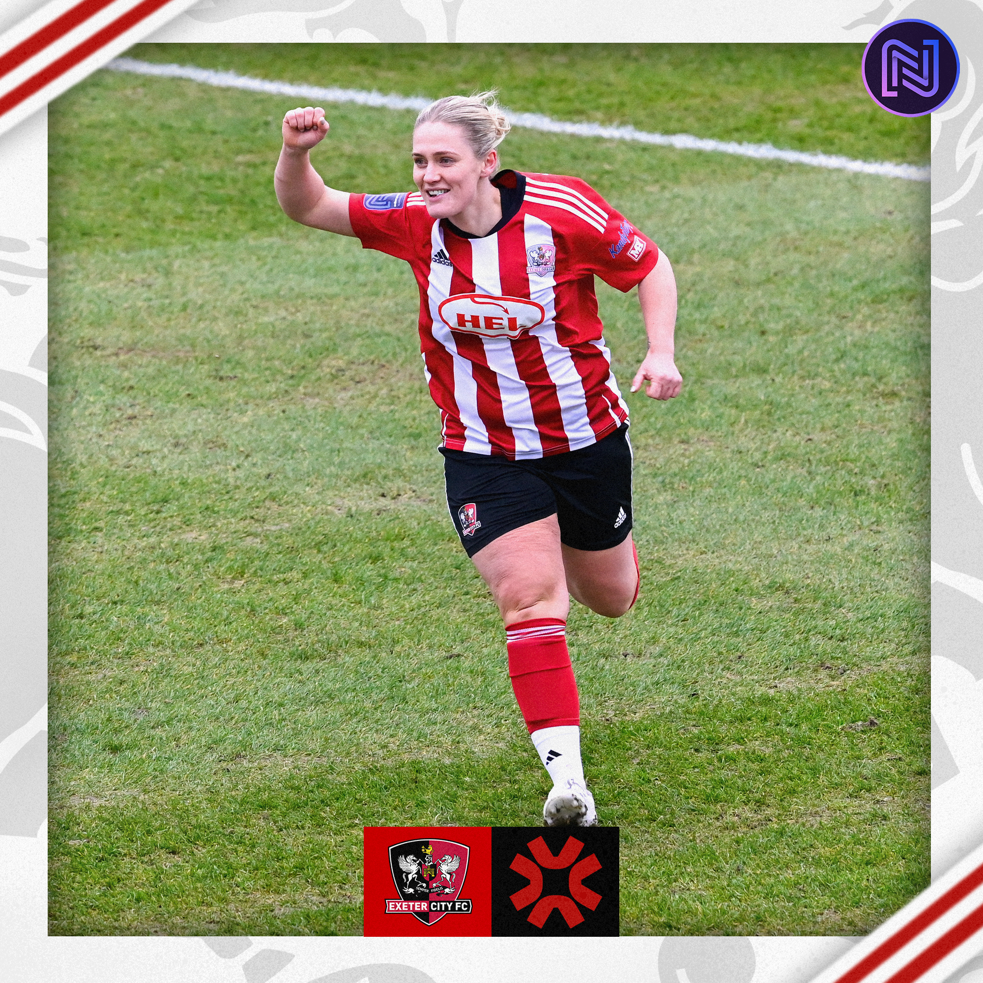 Mollie Taylor celebrating her goal against Gwalia United.