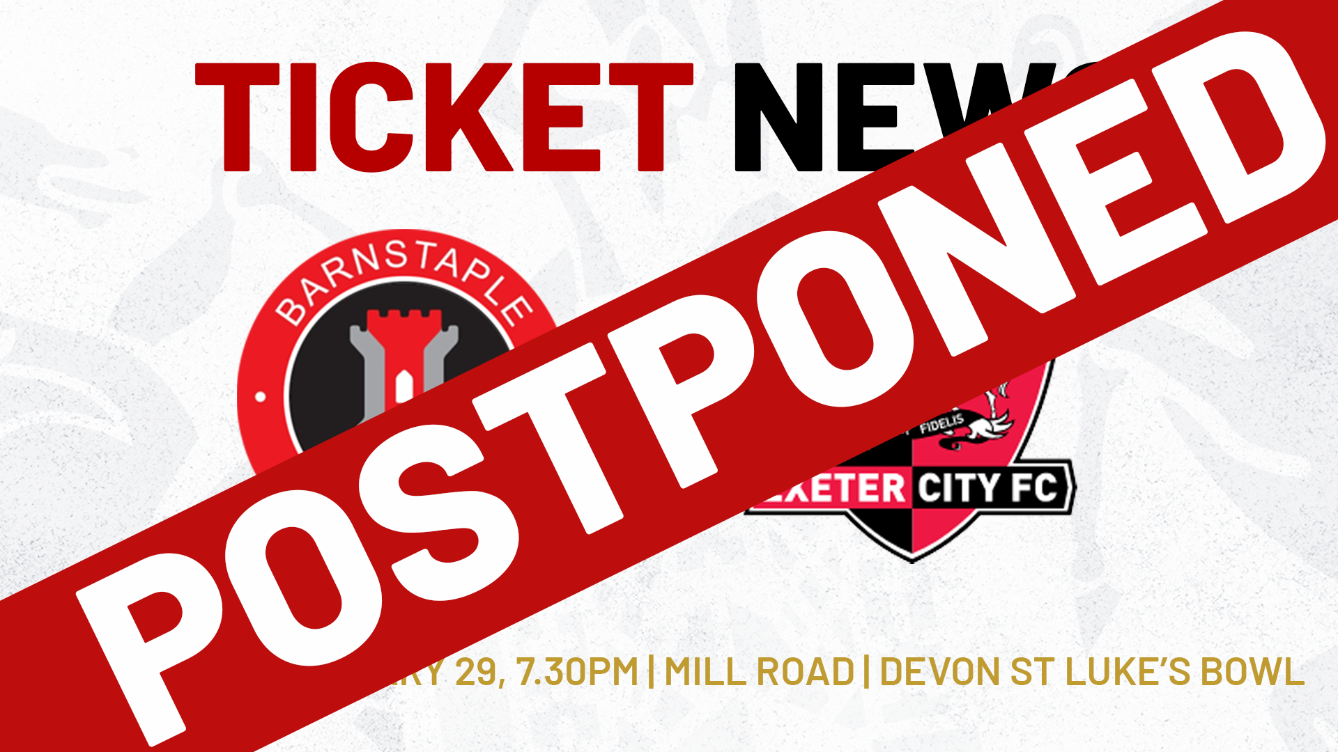 Match graphic for Barnstaple game being postponed