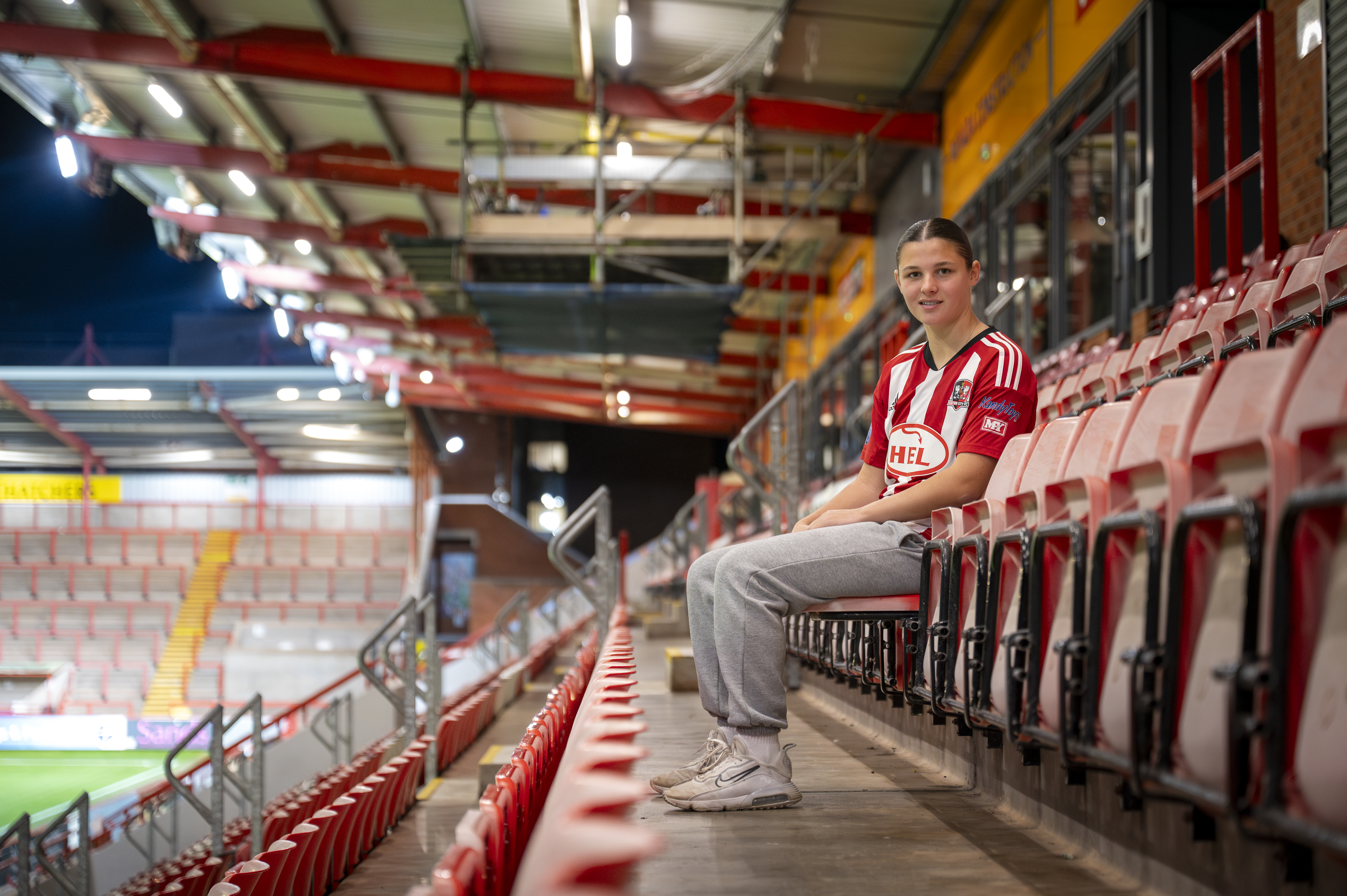 City women's new signing, Fearne Slocombe, sat in the stand at St James Park.