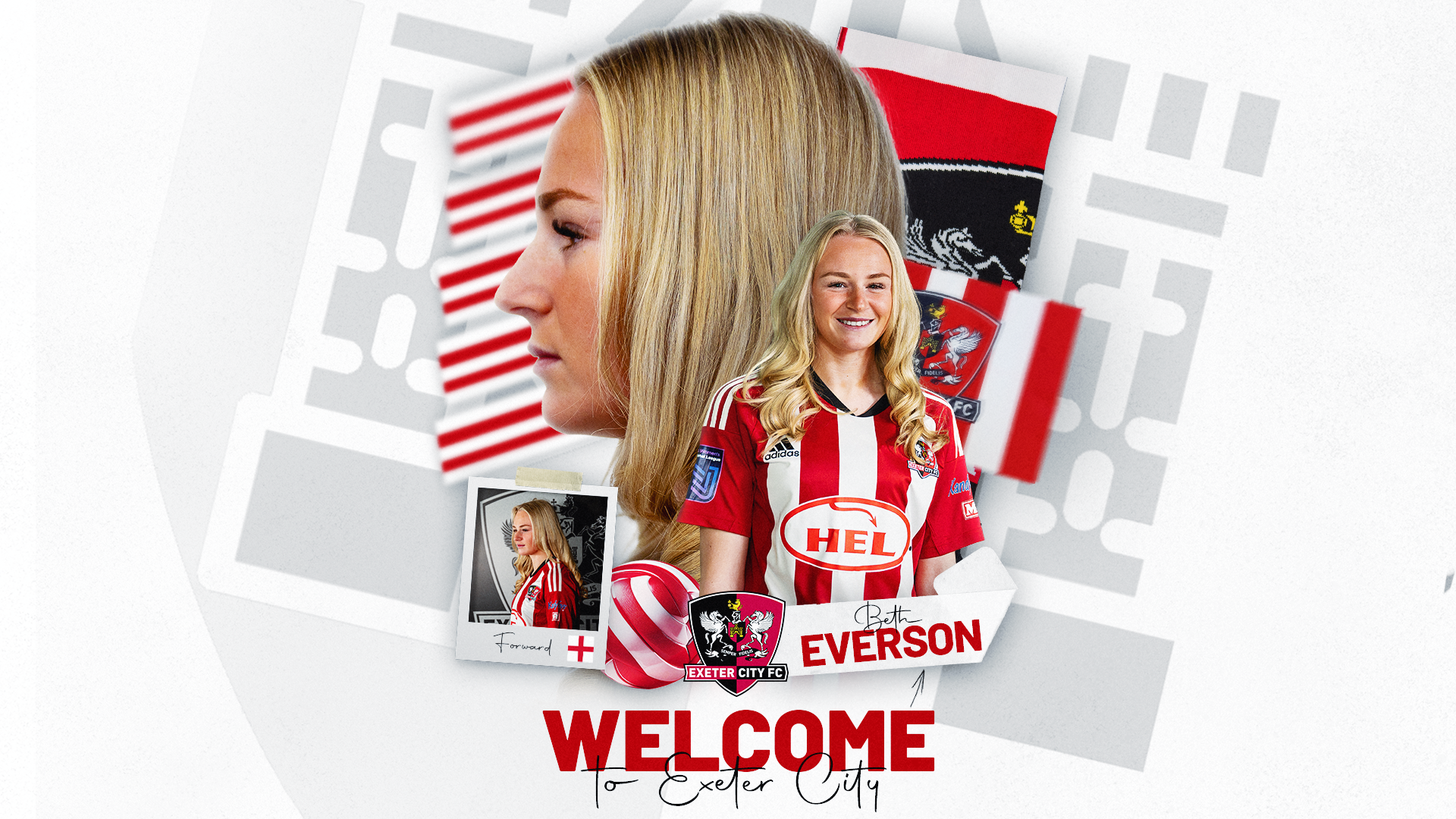 Welcome to Exeter City graphic for Beth Everson