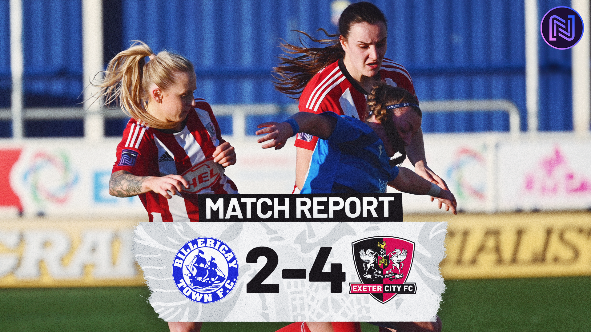 Match report graphic for Billericay Town Women 2-4 Exeter City Women