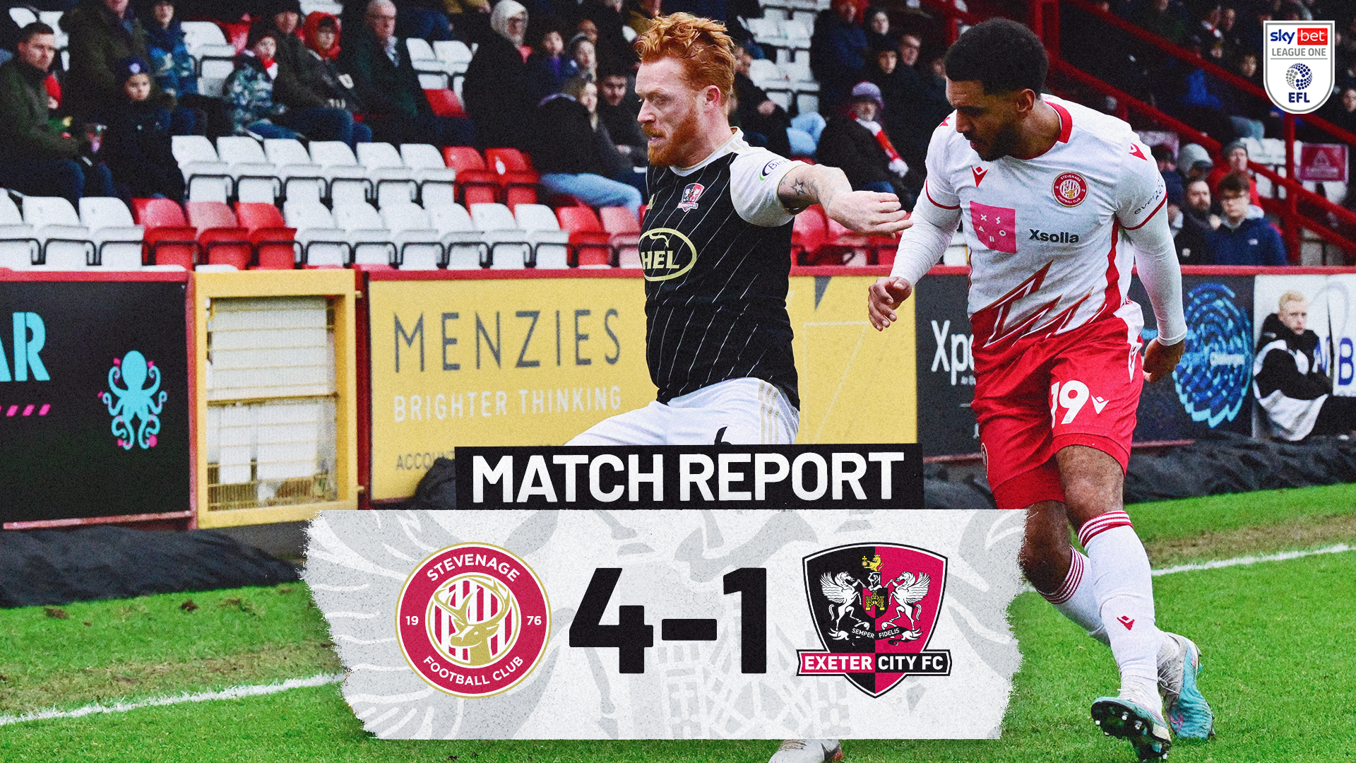 Match report graphic for Stevenage 4-1 Exeter City