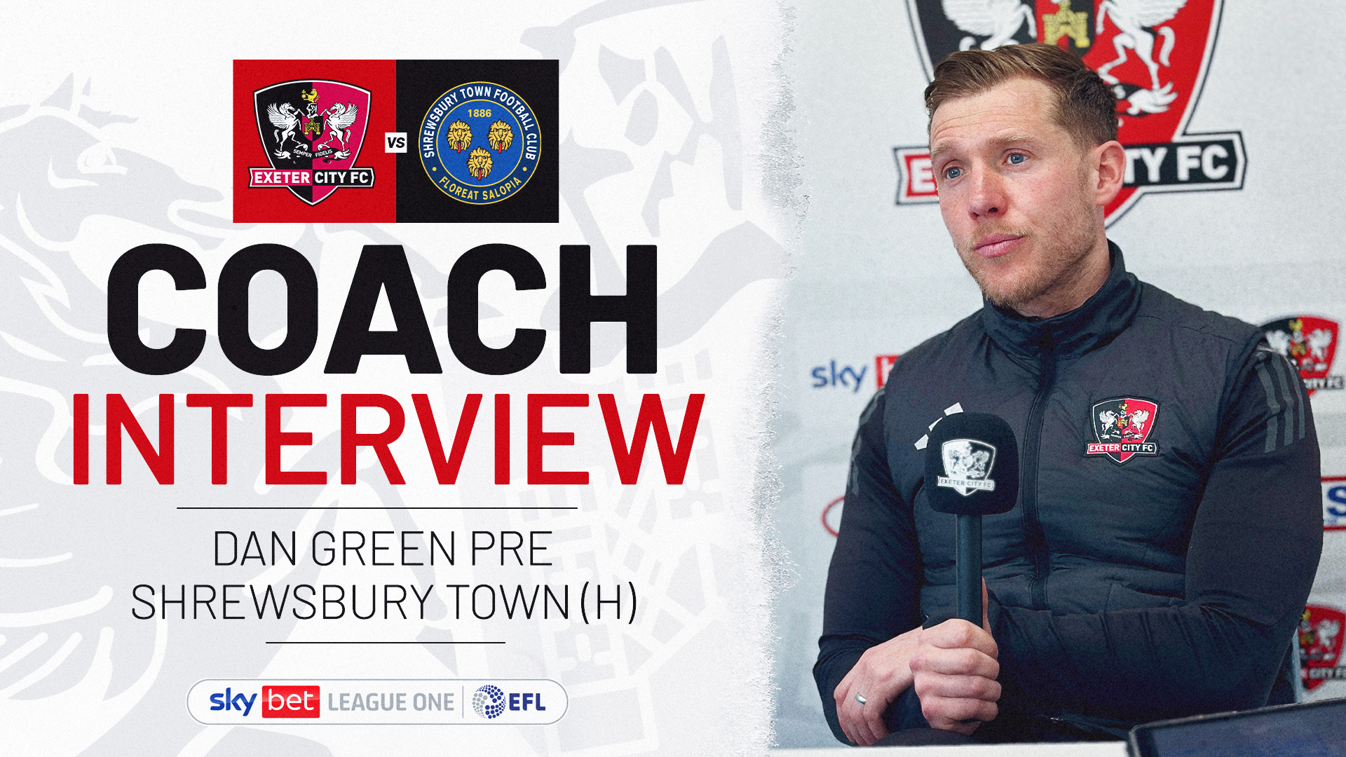 Dan Green interview image for Shrewsbury Town match