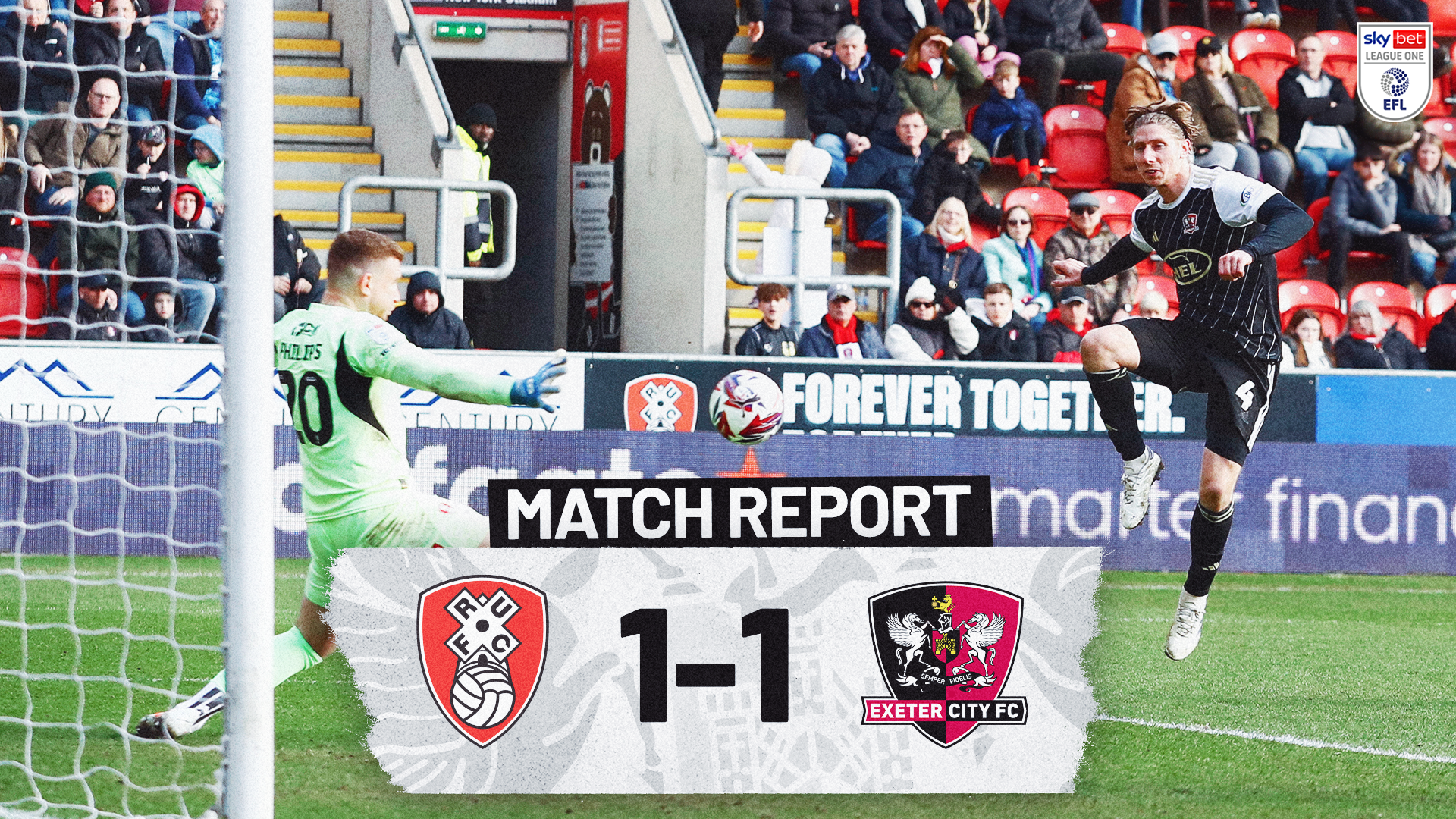 Match report graphic for Rotherham United 1 Exeter City 1