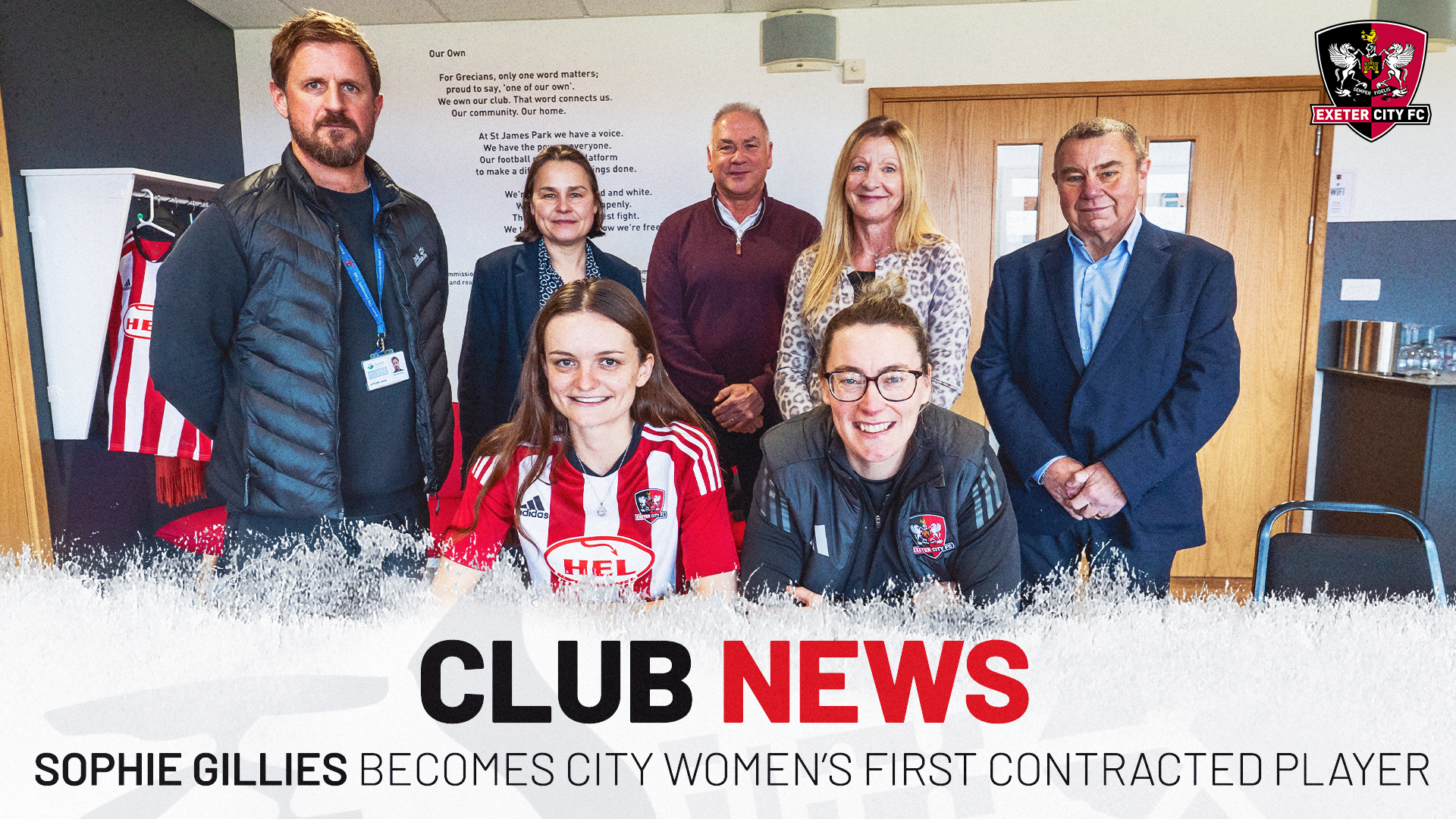 Club news graphic for Sophie Gillies becoming City Women's first ever contracted player.