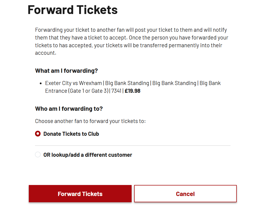 Forward tickets