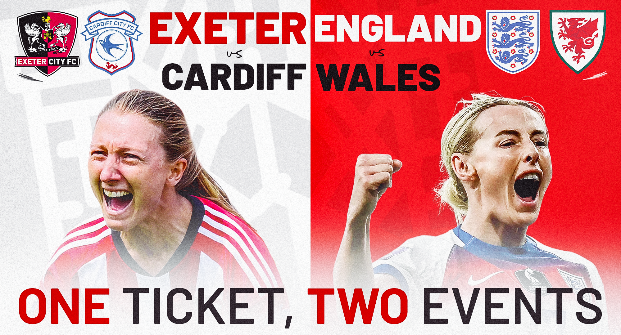 Event Graphic for Exeter City Women v Cardiff City, One Ticket, Two Events