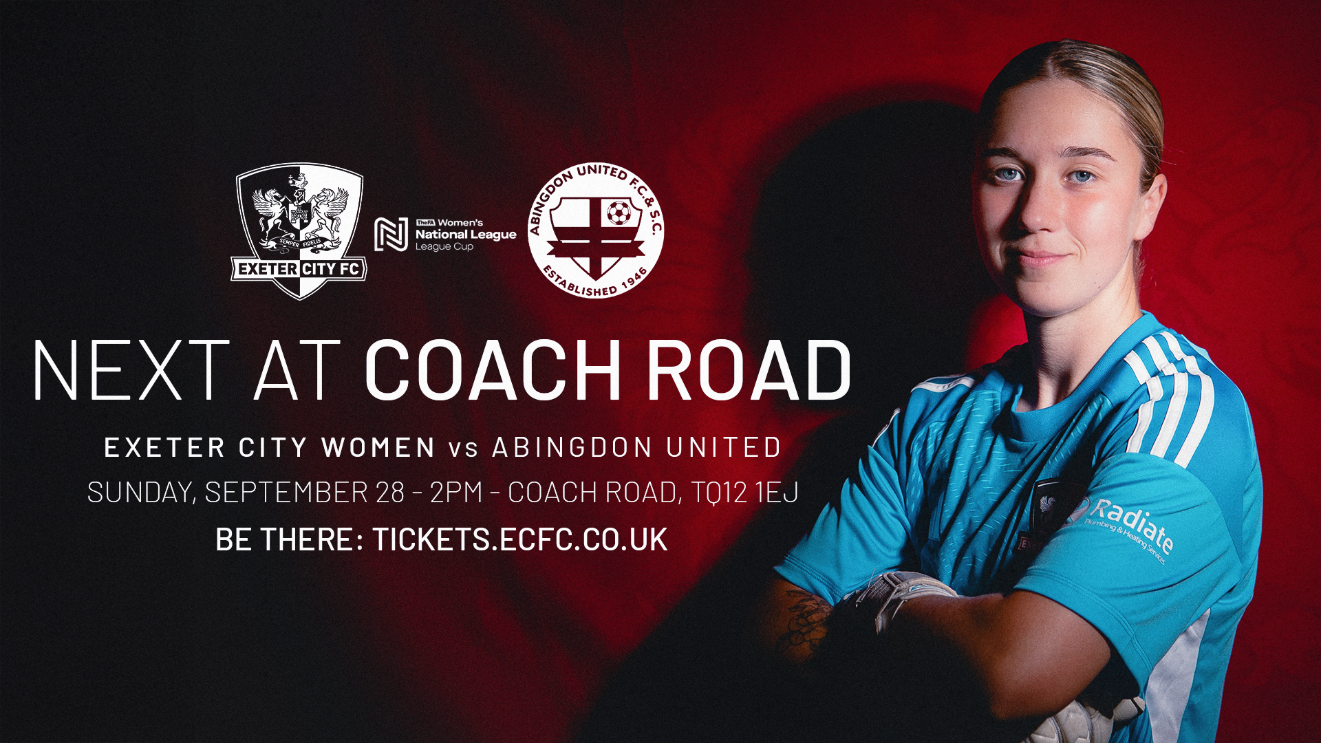 Next at coach road graphic for Exeter City Women v Abingdon United