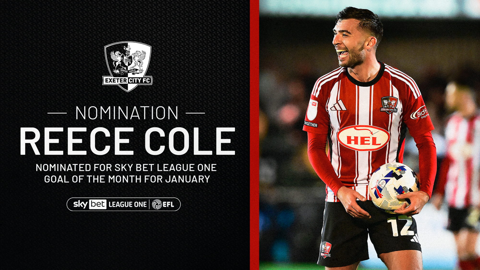 Reece Cole stunner nominated for League One Goal of the Month | Exeter ...