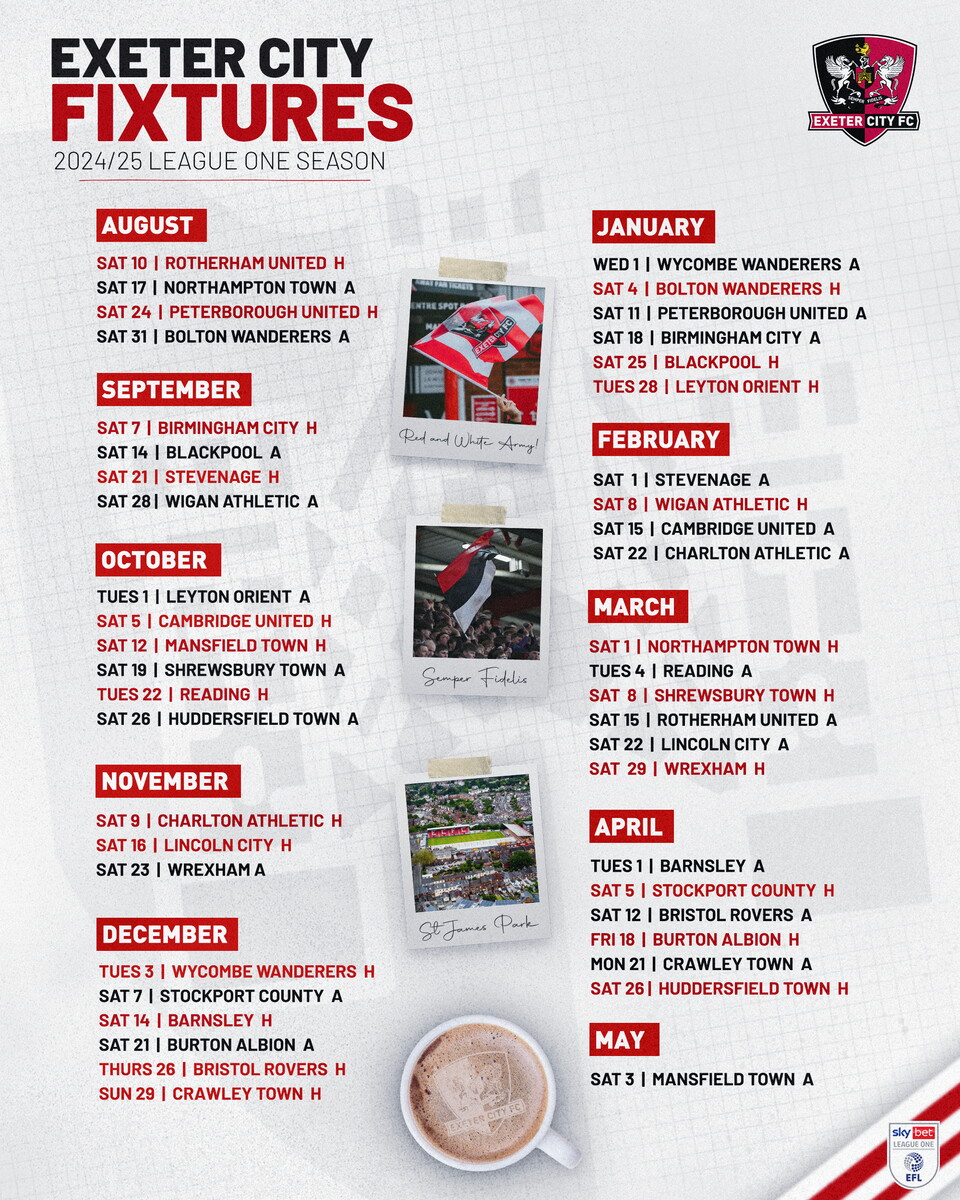 The 24/25 league fixtures