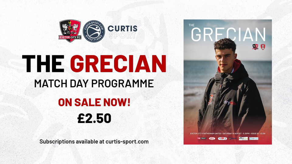 Image promoting the Grecian match day programme