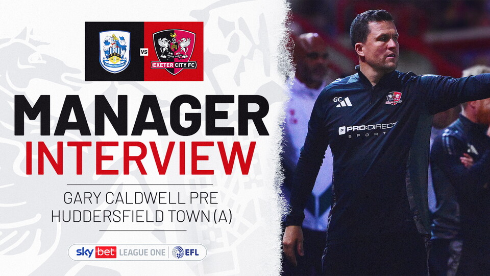 Gary Caldwell interview graphic for Huddersfield Town fixture