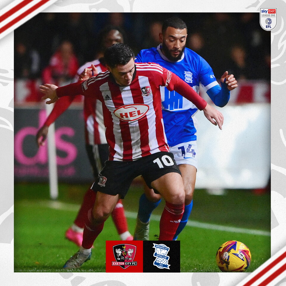 Jack Aitchison battling for the ball against a Birmingham player.