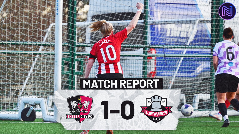 Match Report graphic for Exeter City Women 1-0 Lewes