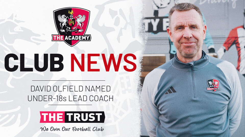 Club news graphic for David Oldfield being appointed under-18s lead coach.