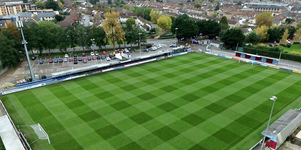 Arial view of Taunton Town's Cygent Healthcare Stadium
