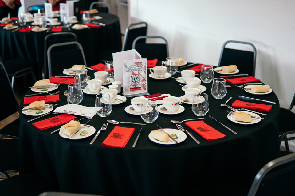 Image of a hospitality table at St James Park