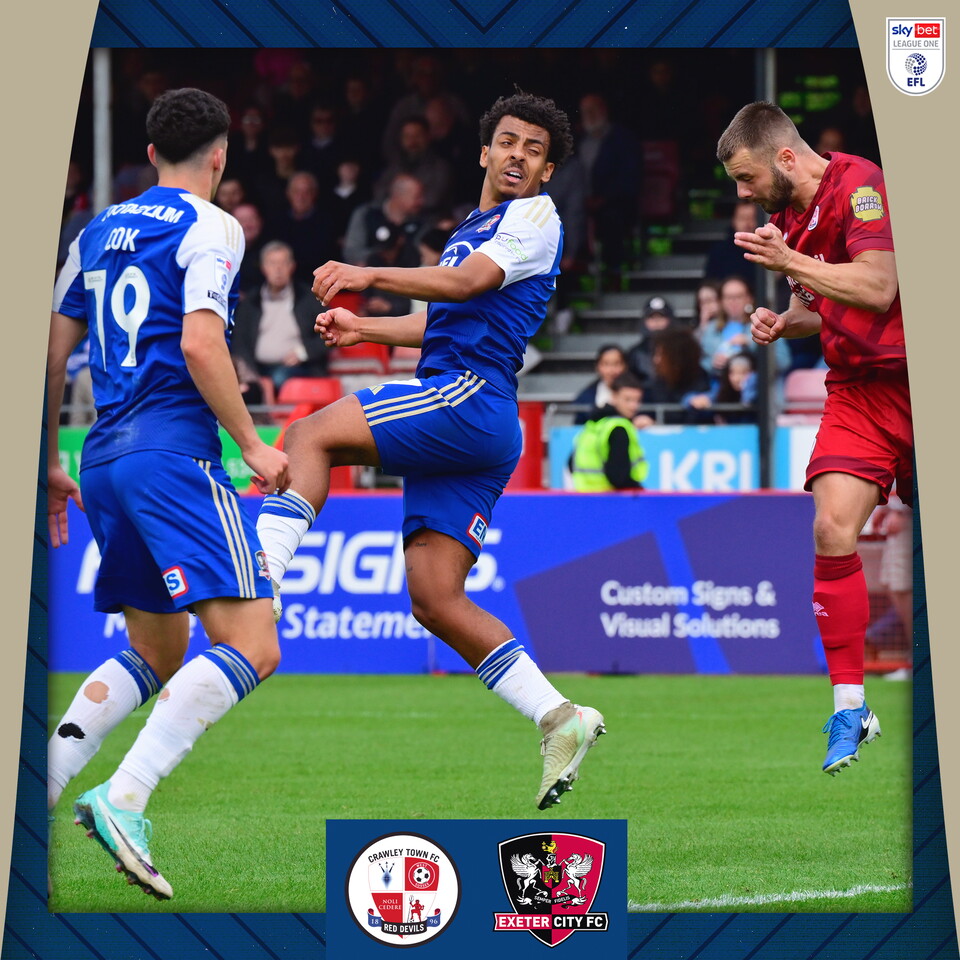 Caleb Watts flicking the ball with his head to get a goal back for City.