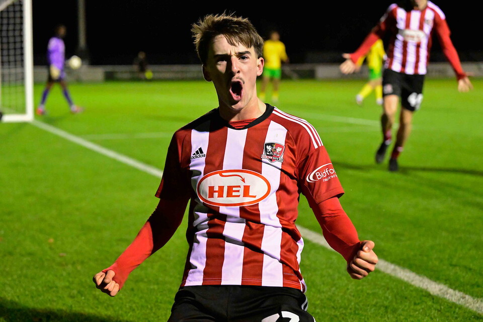 Tom Dean celebrates scoring against Norwich City U21