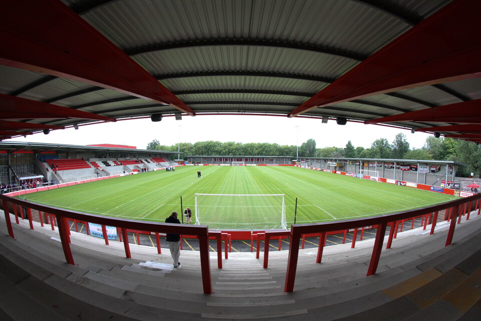 Panoramic image of FC United's Broadhurst Park