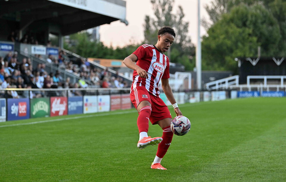 Pedro Borges on the ball at Bromley in the U21 Premier League Cup