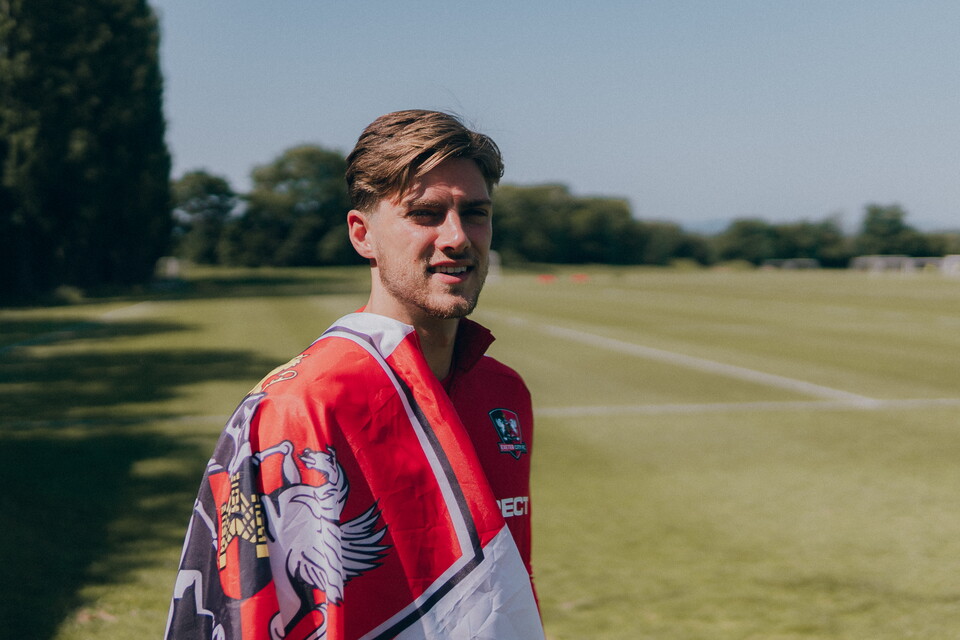 Luca Woodhouse with flag