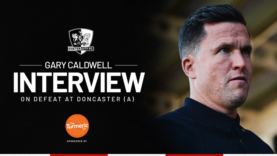 Interview graphic for Gary Caldwell post defeat to Doncaster Rovers (A)