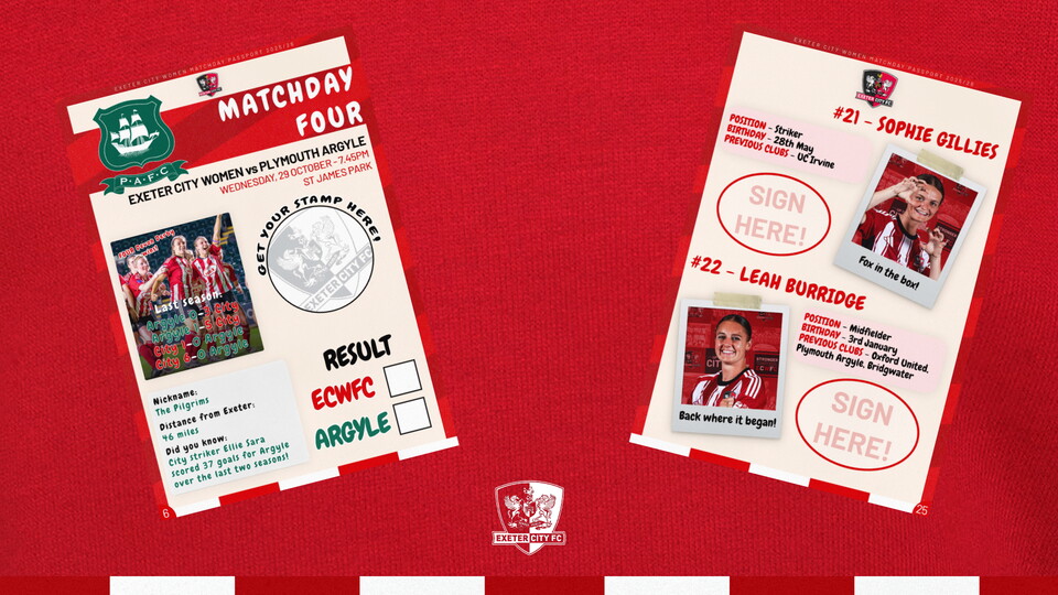 example of pages from the matchday passport