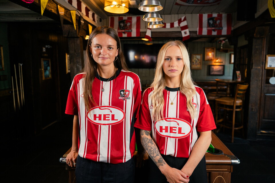 Sophie Gillies and Amber Pollock in the home shirt