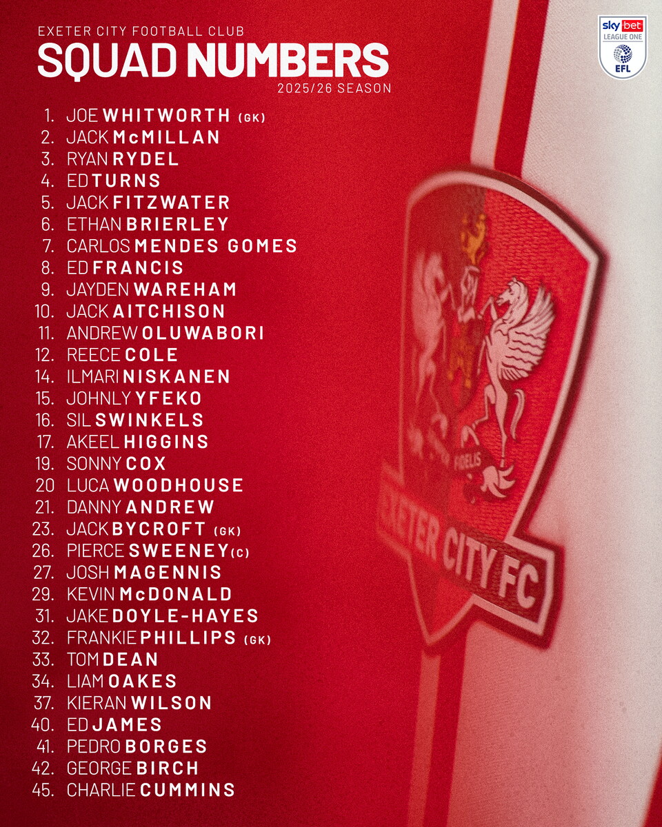 Squad numbers confirmed