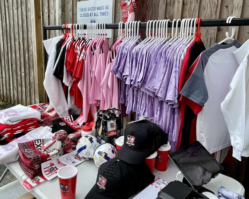 Image of the club shop stall at Coach Road